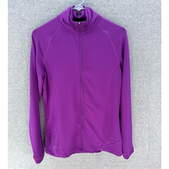 Peter Millar Women's sz M Zip Up Jacket LS Purple Athletic Pockets Golf UPF 50+ - Picture 1 of 10